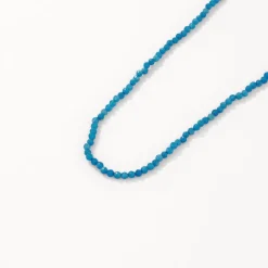 Discount Micro Blue Agate Bead Necklace in Gold Natural Gemstones | 18k Fine Gold Plated
