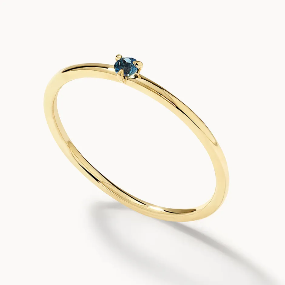 Sale Micro Blue Topaz Round Solitaire Ring in 10k gold Birthstone Jewellery | Under $300