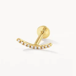 Online Micro Diamond Climber Helix Single Stud Earring in 10k Gold Under $300 | Natural Diamonds