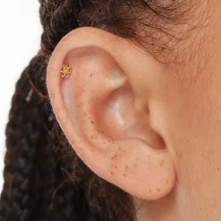 Online Micro Diamond Daisy Helix Single Stud Earring in 10k Gold Earrings | Studs
