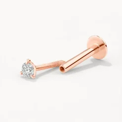 Discount Micro Diamond Helix Single Stud Earring in 10k Rose Gold Natural Diamonds | 10k Rose Gold