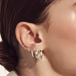 Online Micro Diamond Helix Single Stud Earring in Silver Gifts For Him | Bridal Gifts
