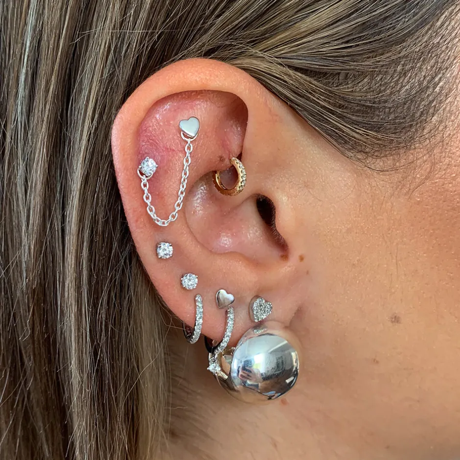 New Micro Heart Helix Single Stud Earring in Silver Best Selling Gifts | Gifts For Her