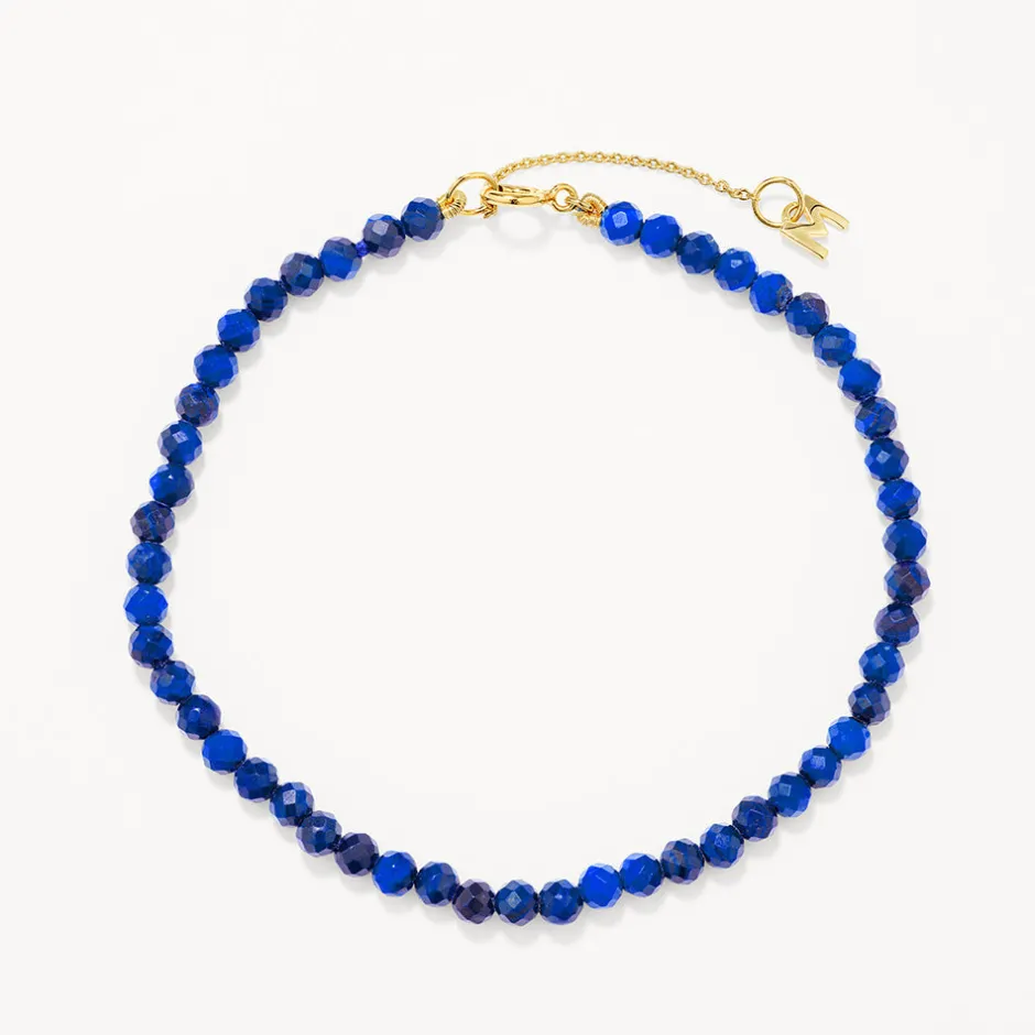 Sale Micro Lapis Lazuli Bead Bracelet in Gold Gifts For Him | Natural Gemstones