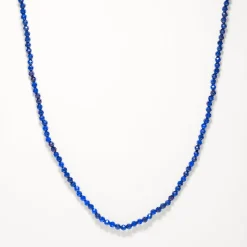 Online Micro Lapis Lazuli Bead Necklace in Gold Gifts For Him | Natural Gemstones