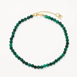 Fashion Micro Malachite Bead Bracelet in Gold Gifts For Him | Natural Gemstones