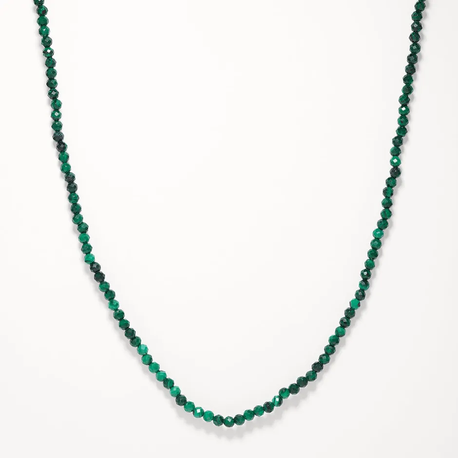 Online Micro Malachite Bead Necklace in Gold Gifts For Him | Natural Gemstones