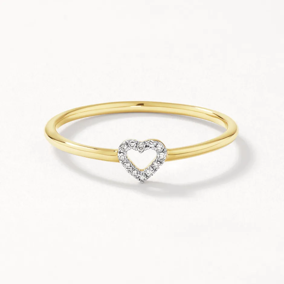 New Micro Pave Diamond Open Heart Ring in 10k Gold Gifts For Her | Symbolic Jewellery