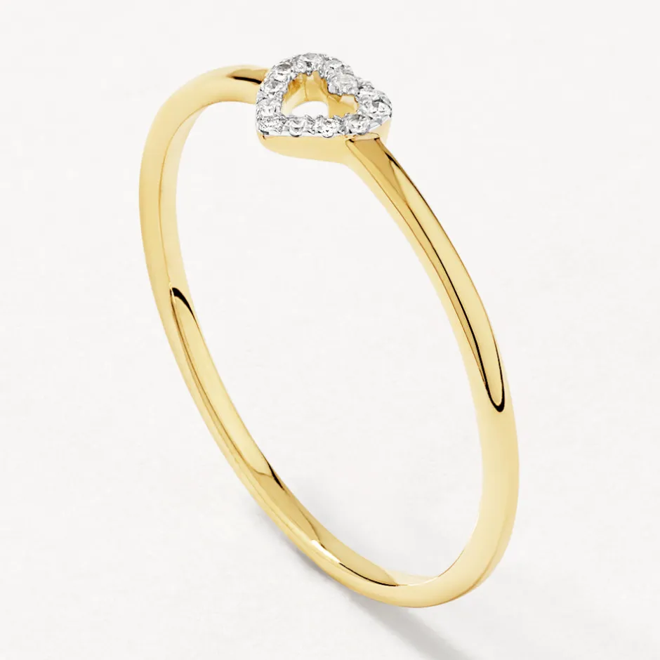 New Micro Pave Diamond Open Heart Ring in 10k Gold Gifts For Her | Symbolic Jewellery