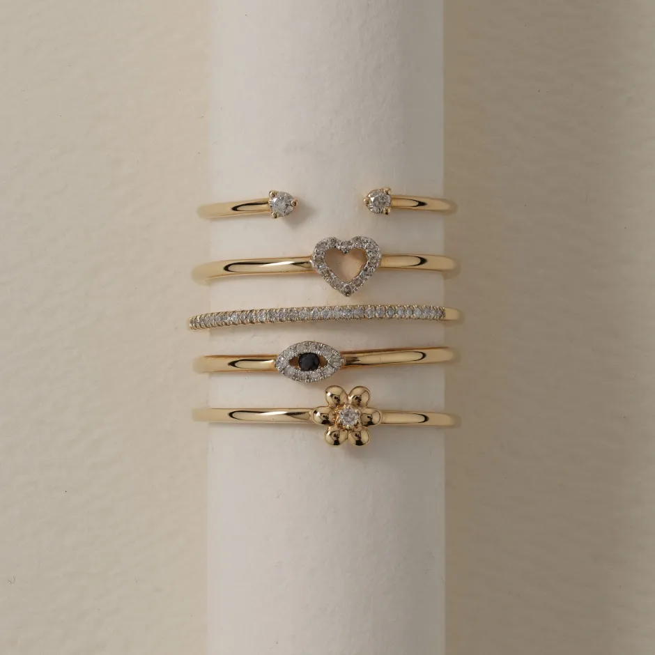 New Micro Pave Diamond Open Heart Ring in 10k Gold Gifts For Her | Symbolic Jewellery
