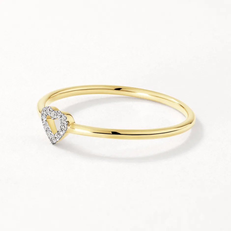 New Micro Pave Diamond Open Heart Ring in 10k Gold Gifts For Her | Symbolic Jewellery