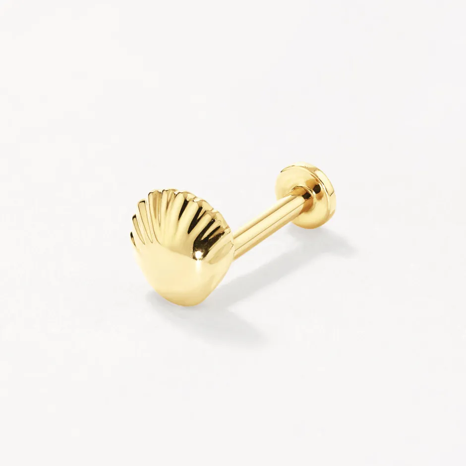 Discount Micro Shell Helix Single Stud Earring in 10k Gold Earrings | Studs