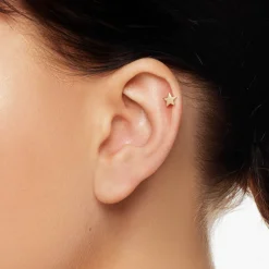 Clearance Micro Star Helix Single Stud Earring in 10k Gold Gifts For Him | Symbolic Jewellery