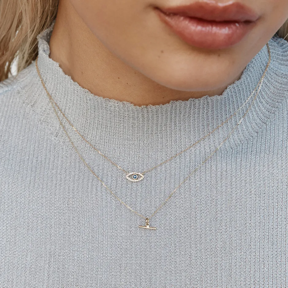 Best Micro T-Bar Necklace in 10k Gold Necklaces & Pendants | Pendants & Charms