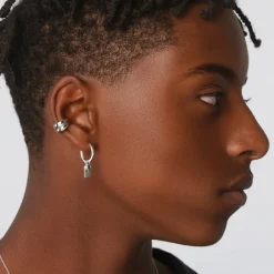 Online Midi Charm Huggie Earrings in Silver Gifts For Her | 925 Sterling Silver