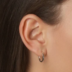 Online Midi Charm Huggie Earrings in Silver Gifts For Her | 925 Sterling Silver