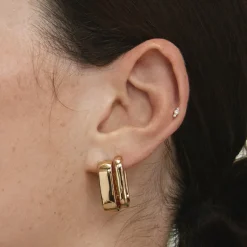 Clearance Midi Chunky Paperclip Earrings in Gold 18k Fine Gold Plated | Earrings