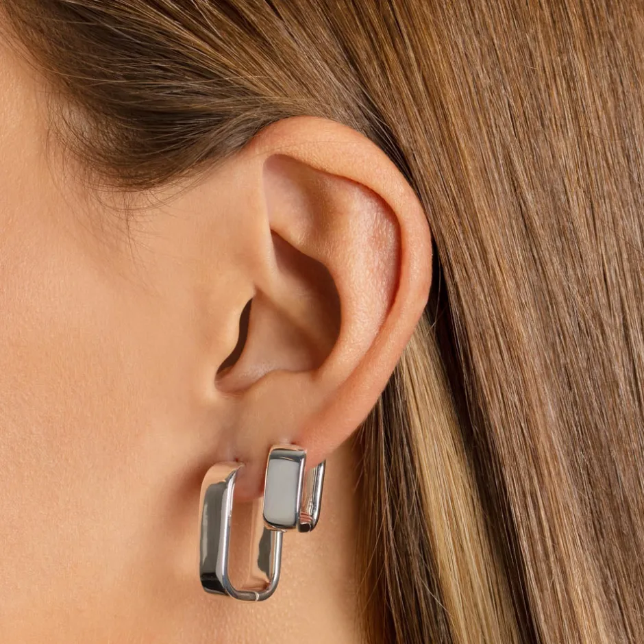 Clearance Midi Chunky Paperclip Earrings in Silver 925 Sterling Silver | Earrings