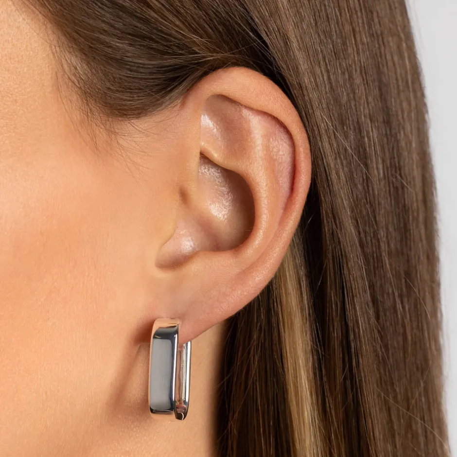 Clearance Midi Chunky Paperclip Earrings in Silver 925 Sterling Silver | Earrings