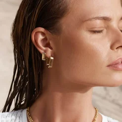 Clearance Midi Chunky Paperclip Earrings in Gold 18k Fine Gold Plated | Earrings