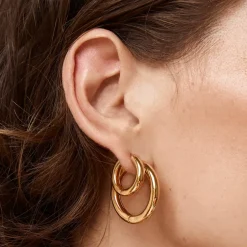 Online Midi Curve Hoop Earrings in Gold Best Friend Gifts | Under $150