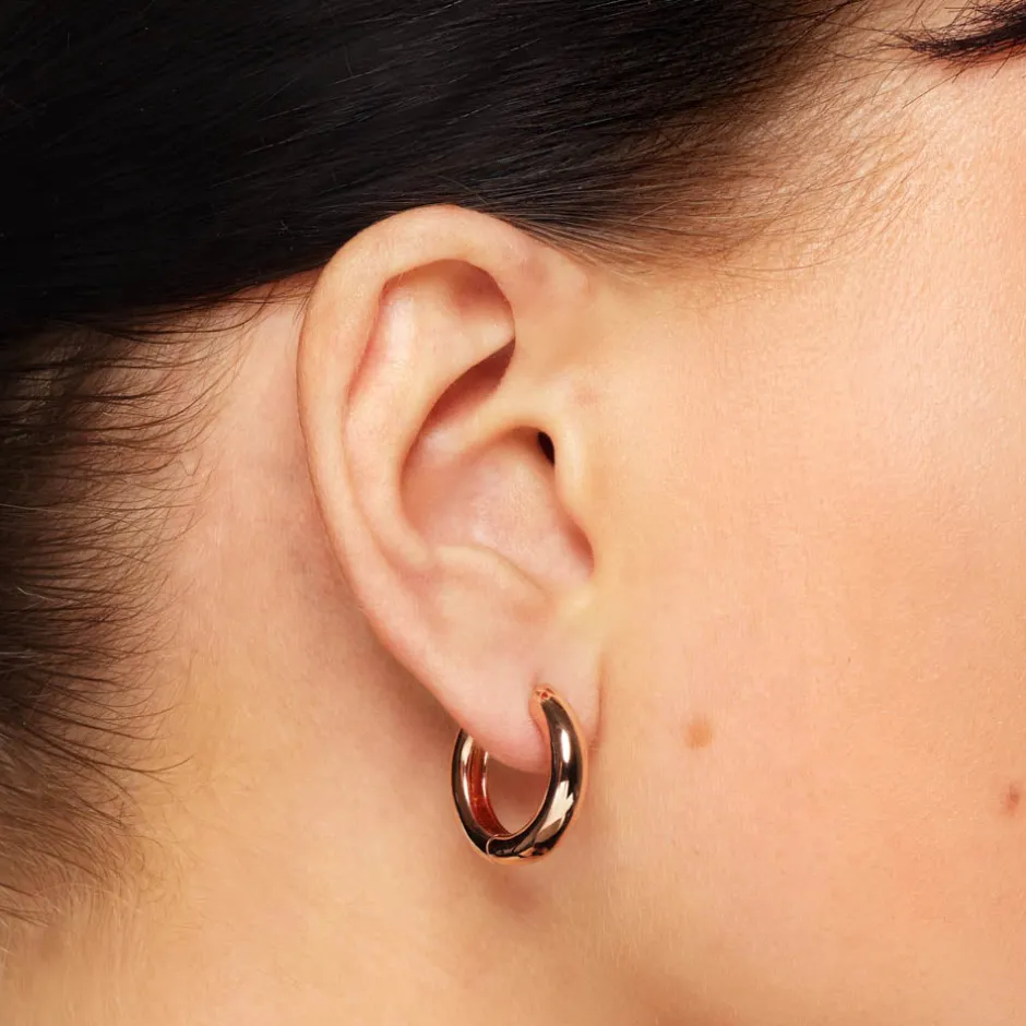 Outlet Midi Curve Hoop Earrings in Rose Gold 18k Fine Rose Gold Plated | Earrings