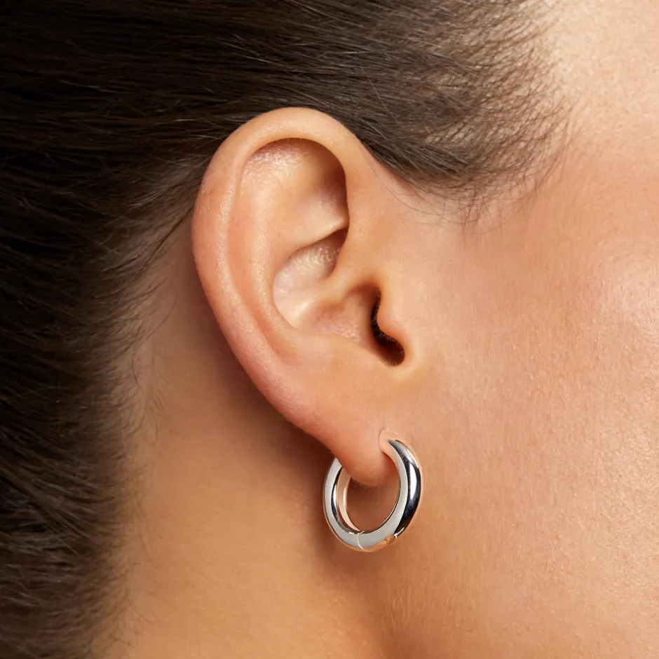 New Midi Curve Hoop Earrings in Silver Best Friend Gifts | Under $150