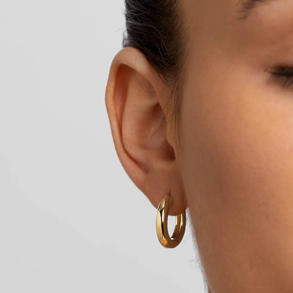 Online Midi Curve Hoop Earrings in Gold Best Friend Gifts | Under $150