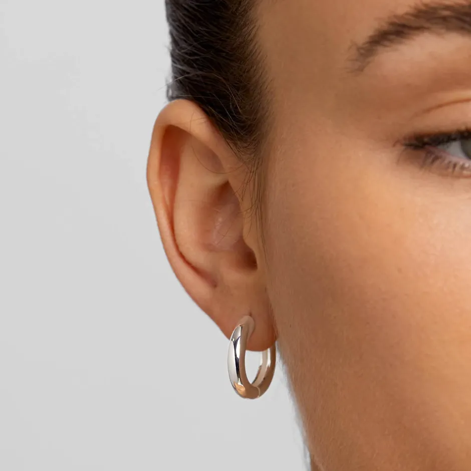 New Midi Curve Hoop Earrings in Silver Best Friend Gifts | Under $150