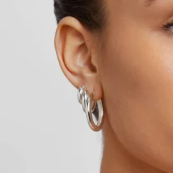 New Midi Curve Hoop Earrings in Silver Best Friend Gifts | Under $150