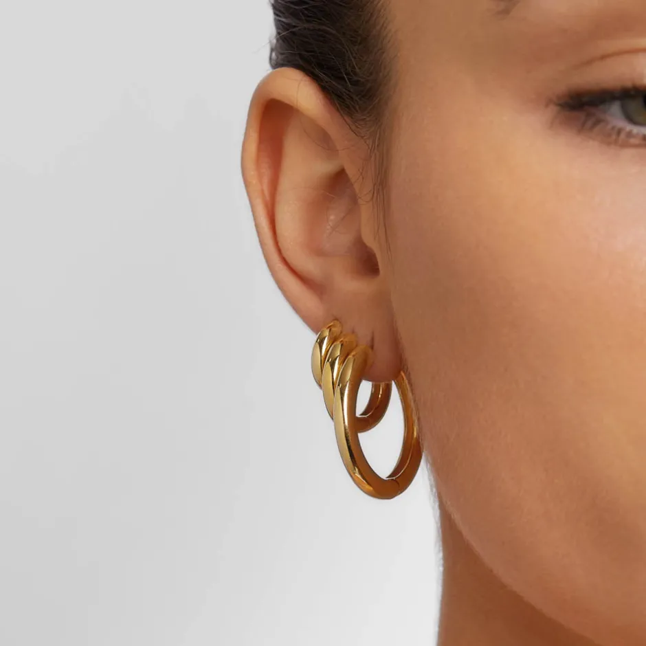 Online Midi Curve Hoop Earrings in Gold Best Friend Gifts | Under $150