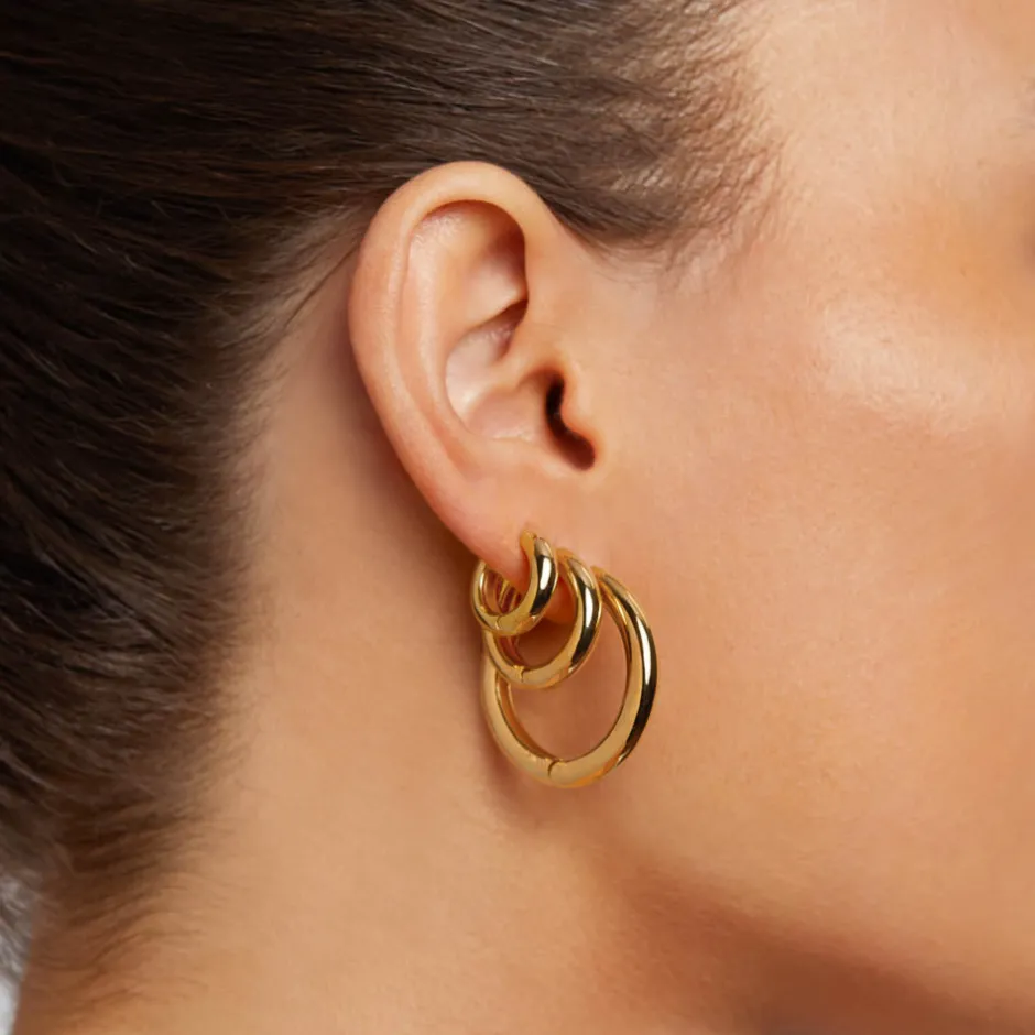 Online Midi Curve Hoop Earrings in Gold Best Friend Gifts | Under $150