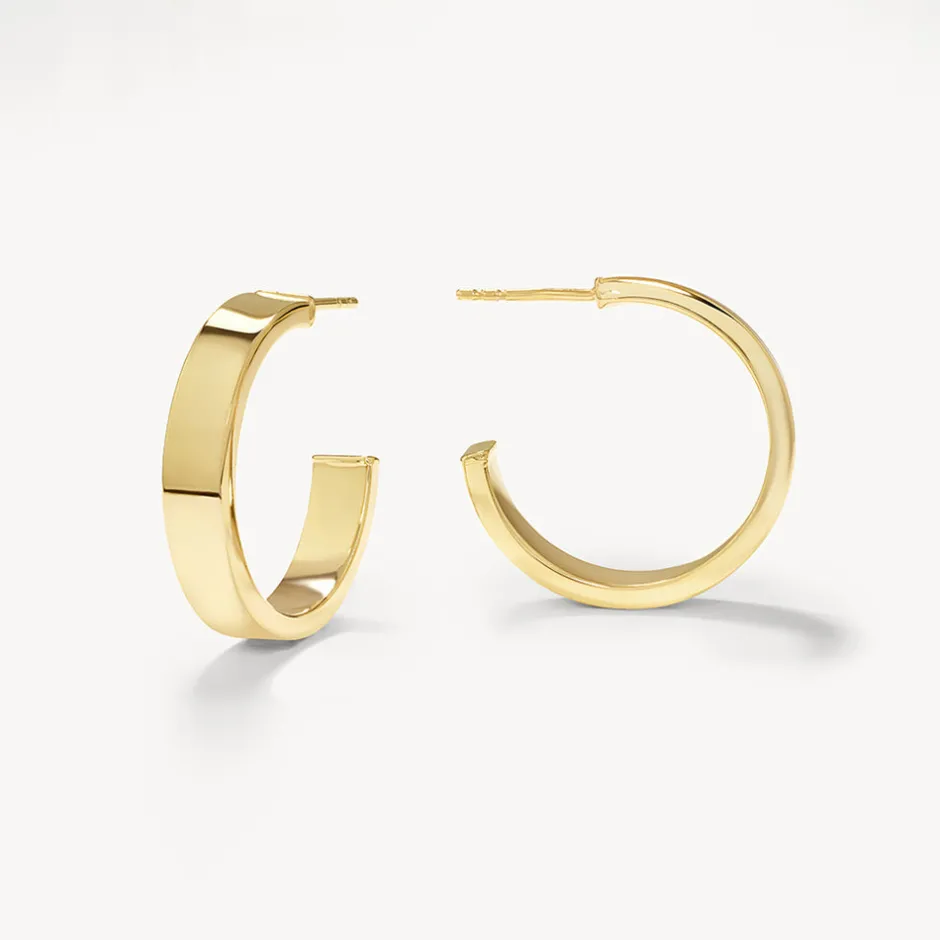 Online Midi Flat Hoop Earrings in Gold 18k Fine Gold Plated | Earrings