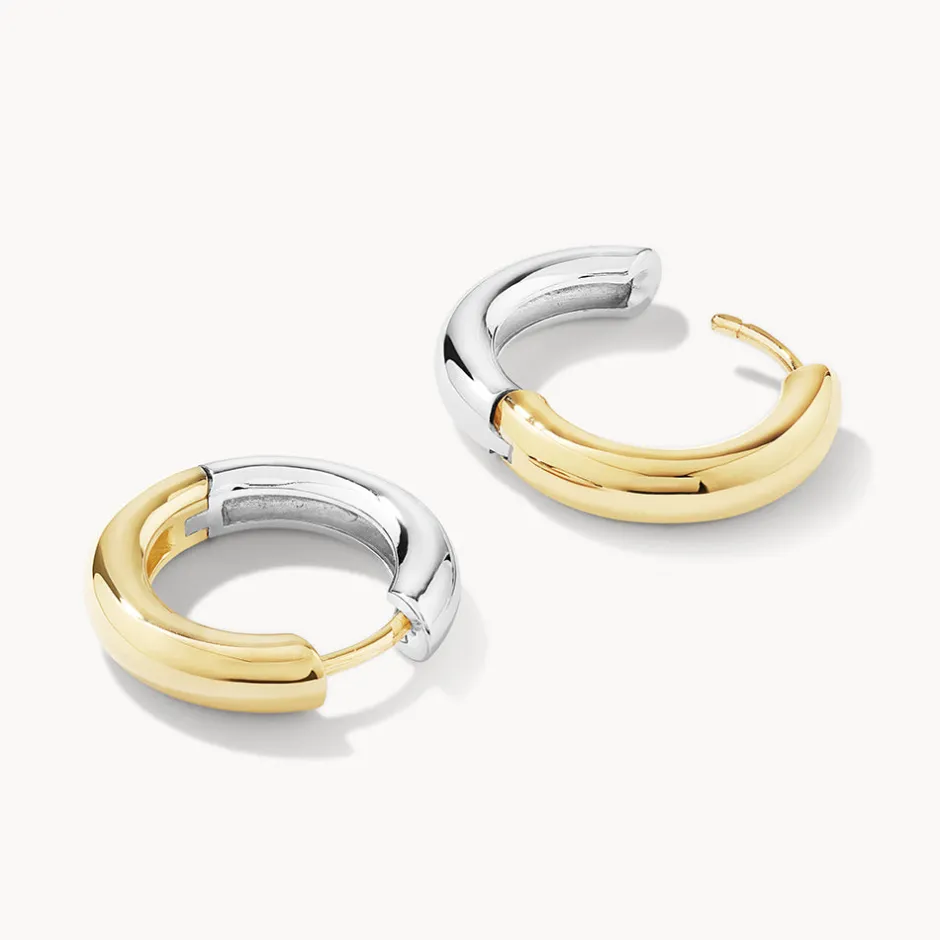 Outlet Midi Mixed Metal Reversible Hoop Earring in Gold 18k Fine Gold Plated | Earrings