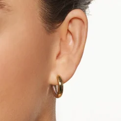 Outlet Midi Mixed Metal Reversible Hoop Earring in Gold 18k Fine Gold Plated | Earrings