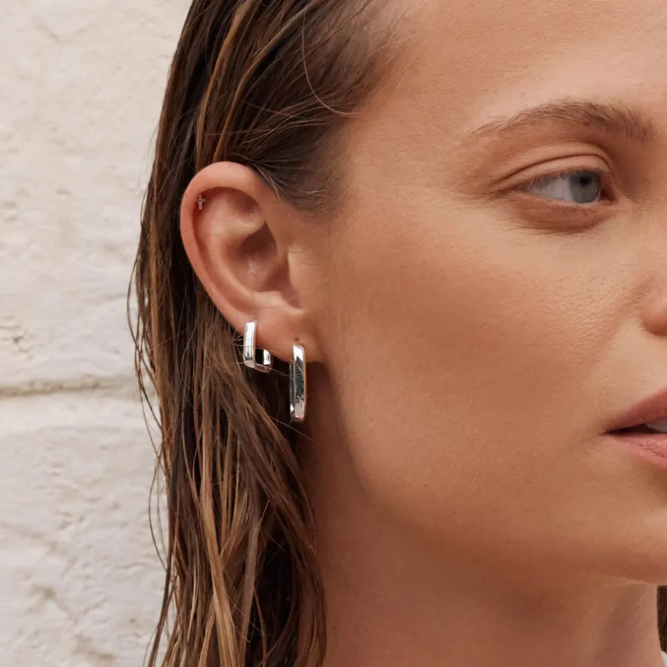 Hot Midi Paperclip Earrings in Silver Under $150 | 925 Sterling Silver