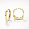 Fashion Midi Square Edge Hoops in Gold 18k Fine Gold Plated | Earrings