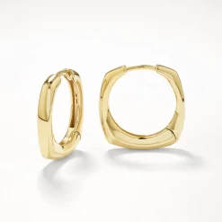 Fashion Midi Square Edge Hoops in Gold 18k Fine Gold Plated | Earrings