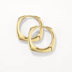 Fashion Midi Square Edge Hoops in Gold 18k Fine Gold Plated | Earrings