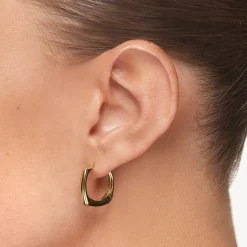 Fashion Midi Square Edge Hoops in Gold 18k Fine Gold Plated | Earrings