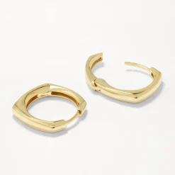 Fashion Midi Square Edge Hoops in Gold 18k Fine Gold Plated | Earrings