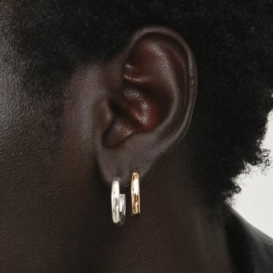 Fashion Midi Square Edge Hoops in Gold 18k Fine Gold Plated | Earrings