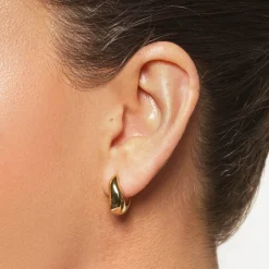 Best Midi Wave Dome Huggies in Gold 18k Fine Gold Plated | Earrings