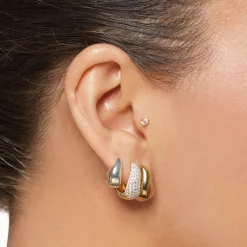 Best Midi Wave Dome Huggies in Gold 18k Fine Gold Plated | Earrings