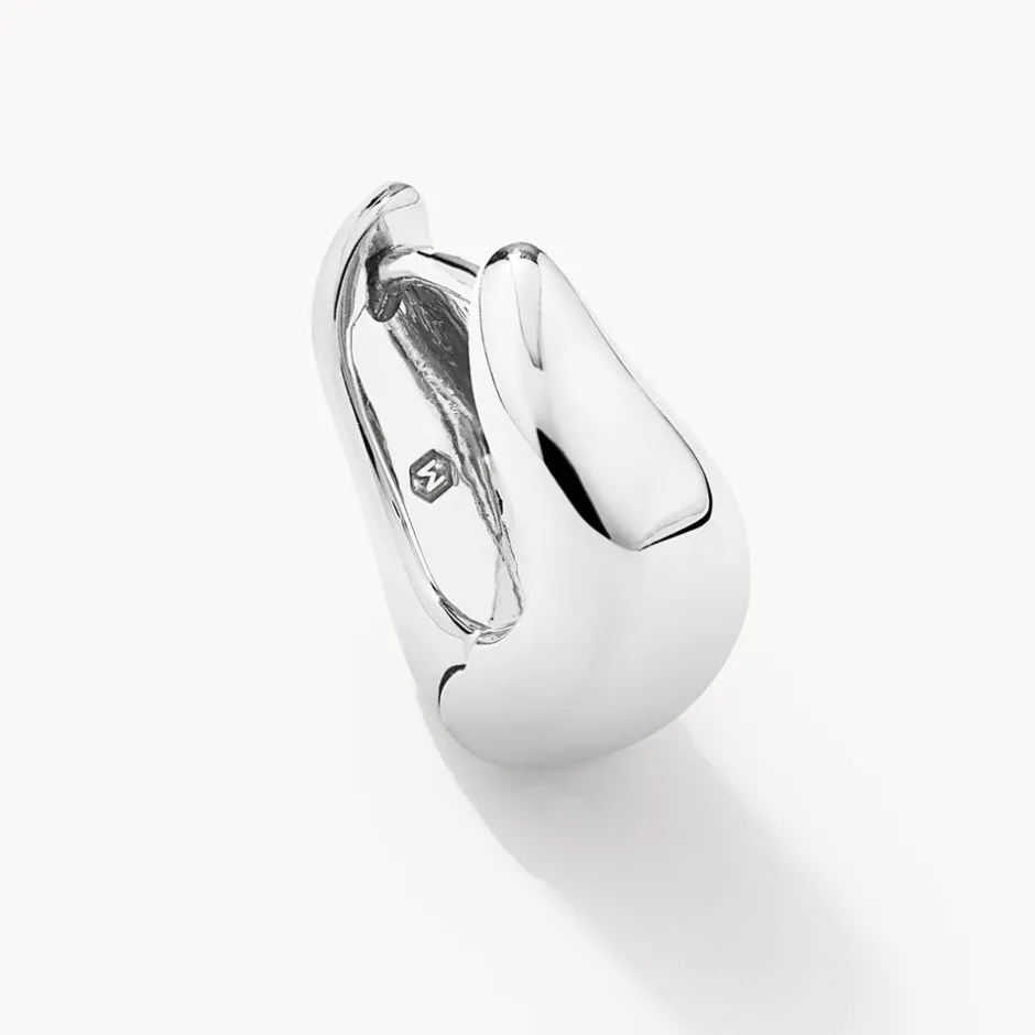 Clearance Midi Wave Dome Huggies in Silver 925 Sterling Silver | Earrings