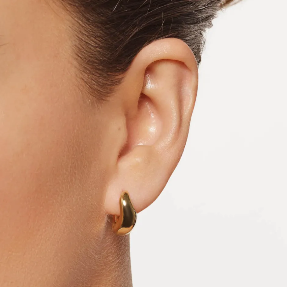 Best Midi Wave Dome Huggies in Gold 18k Fine Gold Plated | Earrings