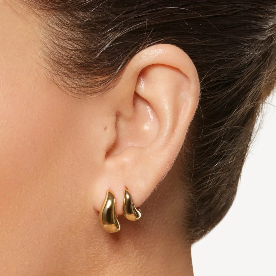 Best Midi Wave Dome Huggies in Gold 18k Fine Gold Plated | Earrings