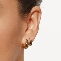 Best Midi Wave Dome Huggies in Gold 18k Fine Gold Plated | Earrings