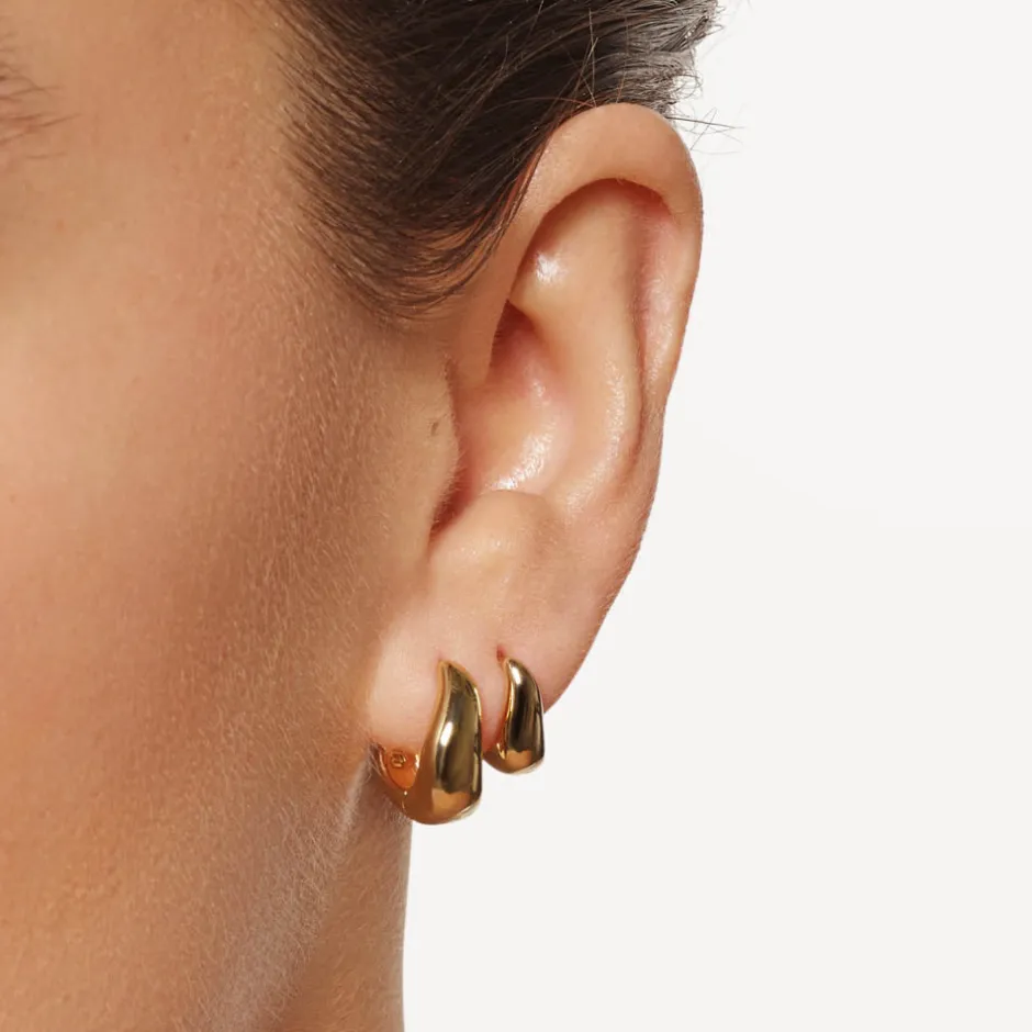 Best Midi Wave Dome Huggies in Gold 18k Fine Gold Plated | Earrings