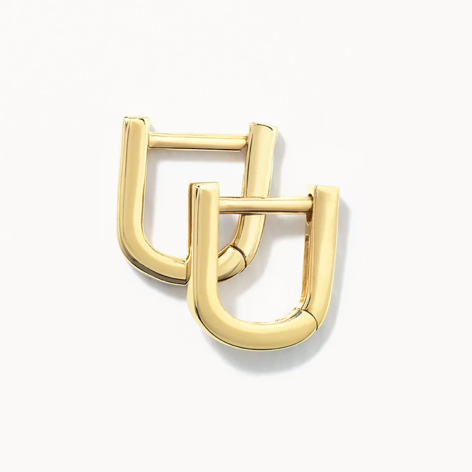 Best Mini Charm Paperclip Huggie Earrings in 10k Gold 10k Gold | Unisex